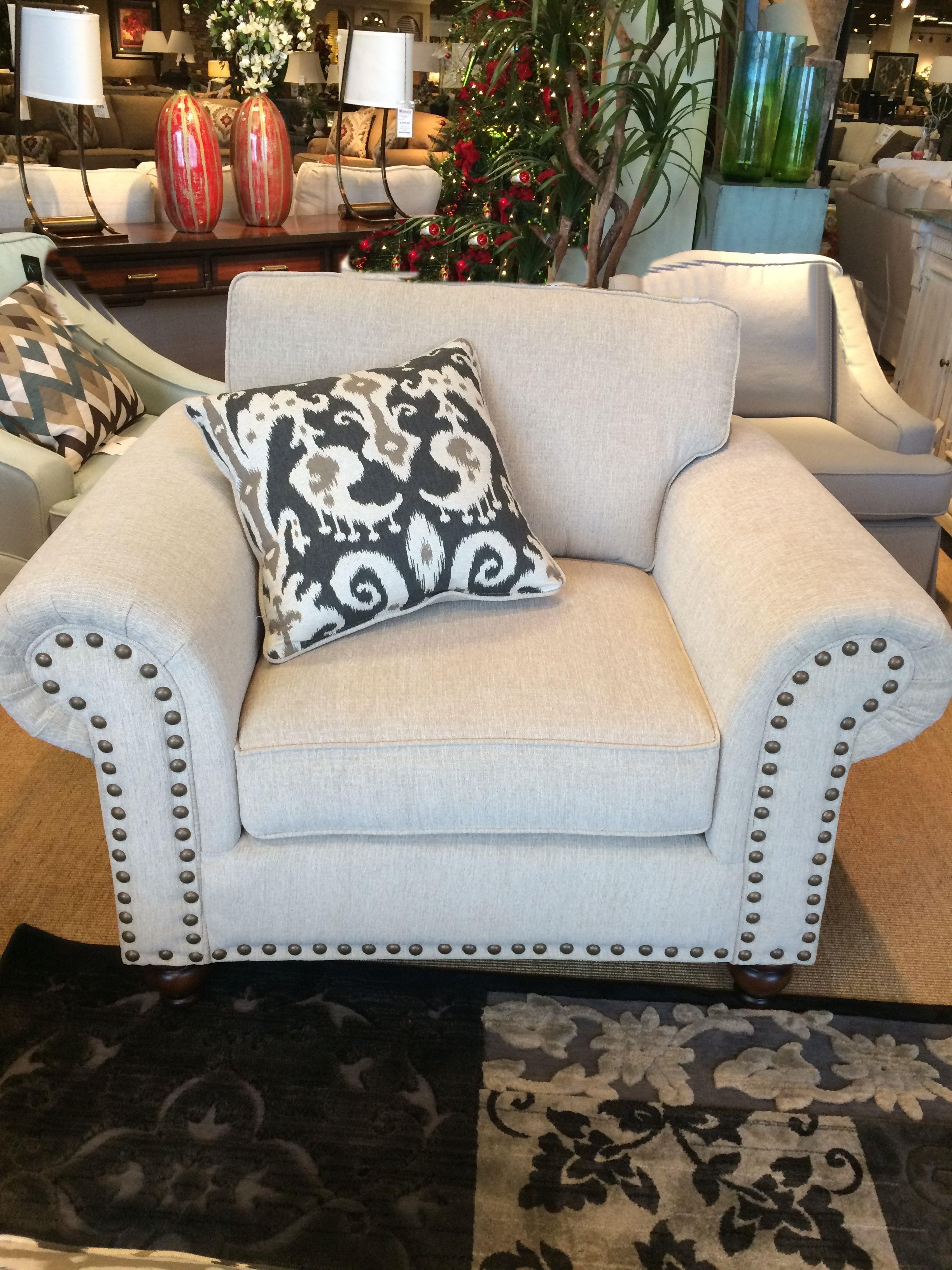 Fusion Furniture 3110 Fairly Sand Chair and a Half with Nail Head Accents Miskelly Furniture